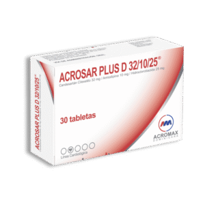 ACROSAR PLUS D 32 /10 /12.5 MG X 30 TAB