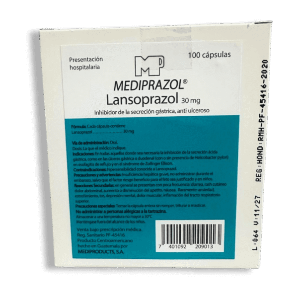 MEDIPRAZOL 30MG X 100 CAPS.